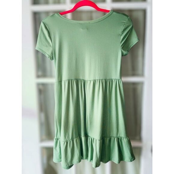 Morning Kisses New York Women’s Size Medium Honeydew Tiered Mini Swing Dress - Picture 5 of 10